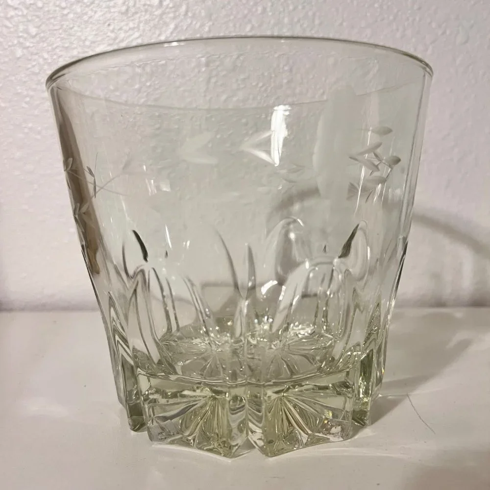 Vintage Princess House Heritage Floral Etched Ice Bucket.